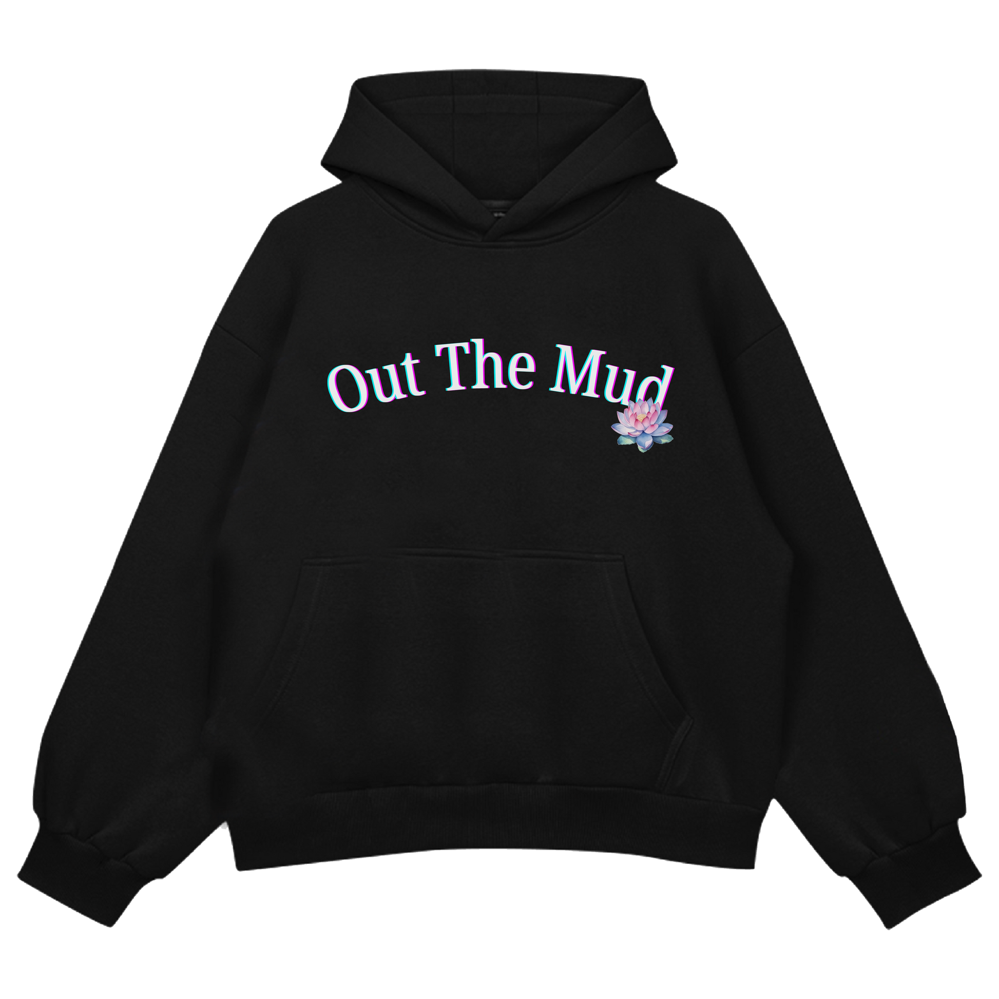 black out the mud crewneck sweater with psalm 40 1 and 2 scripture and lotus flower design